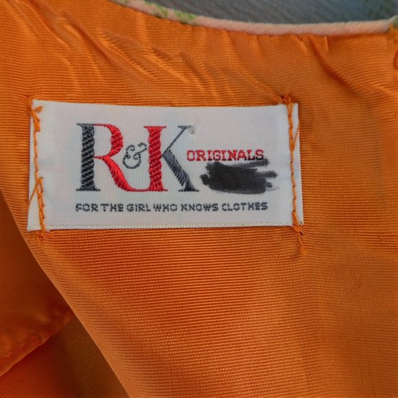 Vintage 50s R K Originals Orange Blue Mod Lined Shift Retro Back Zip USA Union M - Picture 11 of 12